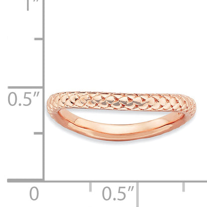 Sterlingsilber Stapelbar Expressions Poliert Rosa Platte Welle Ring