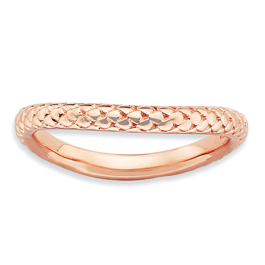 Sterlingsilber Stapelbar Expressions Poliert Rosa Platte Welle Ring