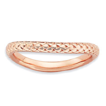 Sterlingsilber Stapelbar Expressions Poliert Rosa Platte Welle Ring