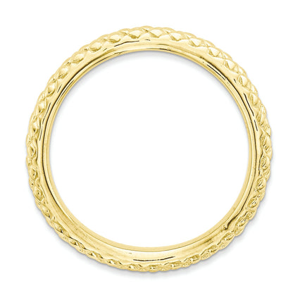 Sterlingsilber Stapelbar Expressions Poliert Gold Platte Welle Ring