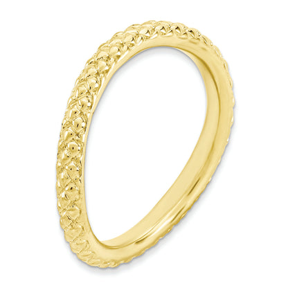 Sterlingsilber Stapelbar Expressions Poliert Gold Platte Welle Ring