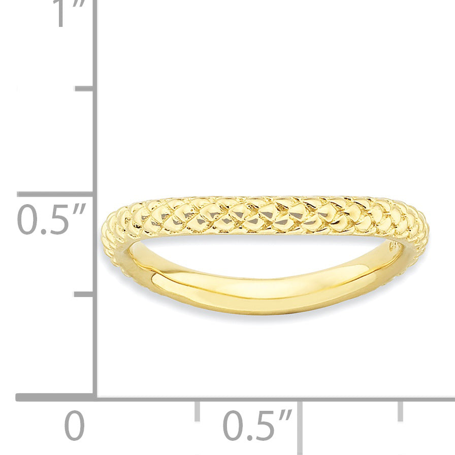 Sterlingsilber Stapelbar Expressions Poliert Gold Platte Welle Ring