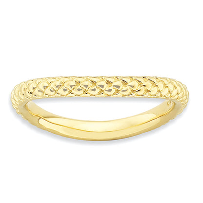 Sterlingsilber Stapelbar Expressions Poliert Gold Platte Welle Ring