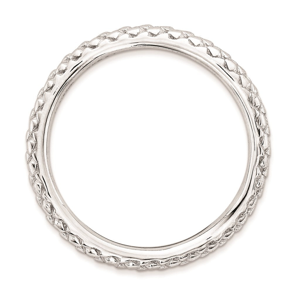 Sterlingsilber Stapelbar Expressions Poliert Rhodium Platte Welle Ring