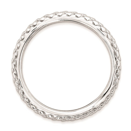 Sterlingsilber Stapelbar Expressions Poliert Rhodium Platte Welle Ring