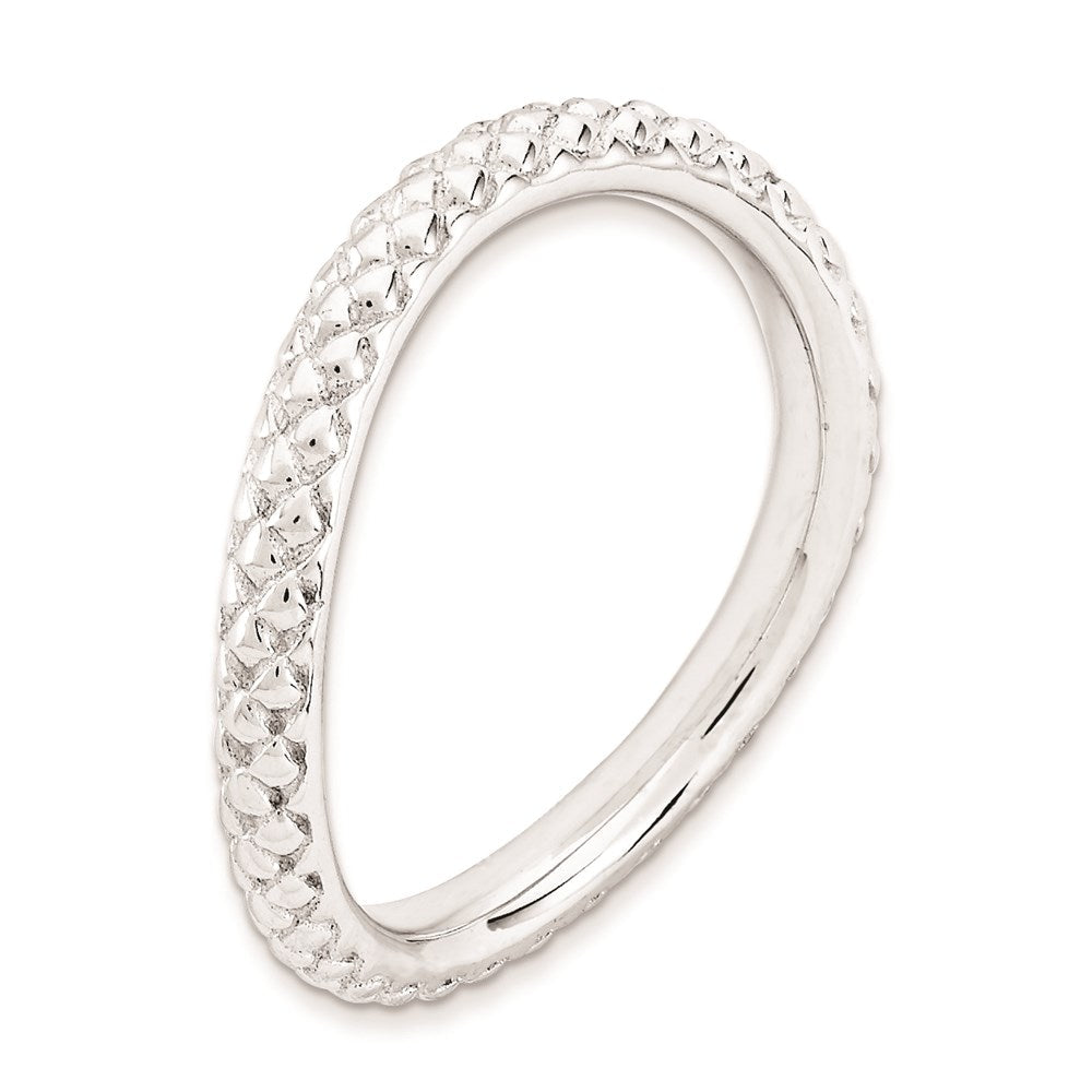 Sterlingsilber Stapelbar Expressions Poliert Rhodium Platte Welle Ring