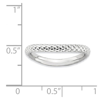 Sterlingsilber Stapelbar Expressions Poliert Rhodium Platte Welle Ring