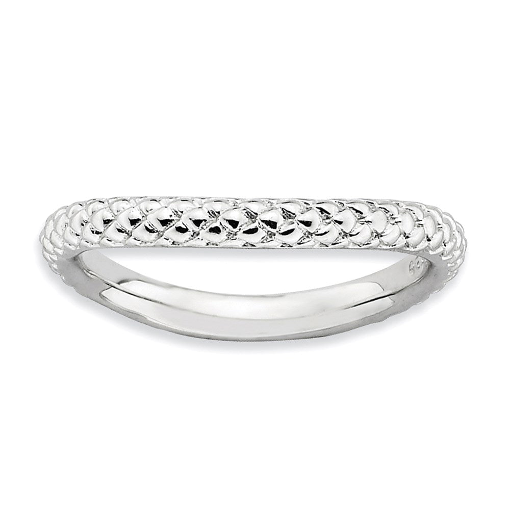 Sterlingsilber Stapelbar Expressions Poliert Rhodium Platte Welle Ring