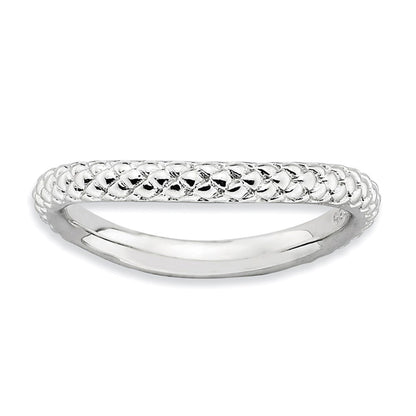 Sterlingsilber Stapelbar Expressions Poliert Rhodium Platte Welle Ring