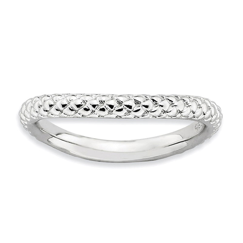 Sterlingsilber Stapelbar Expressions Poliert Rhodium Platte Welle Ring