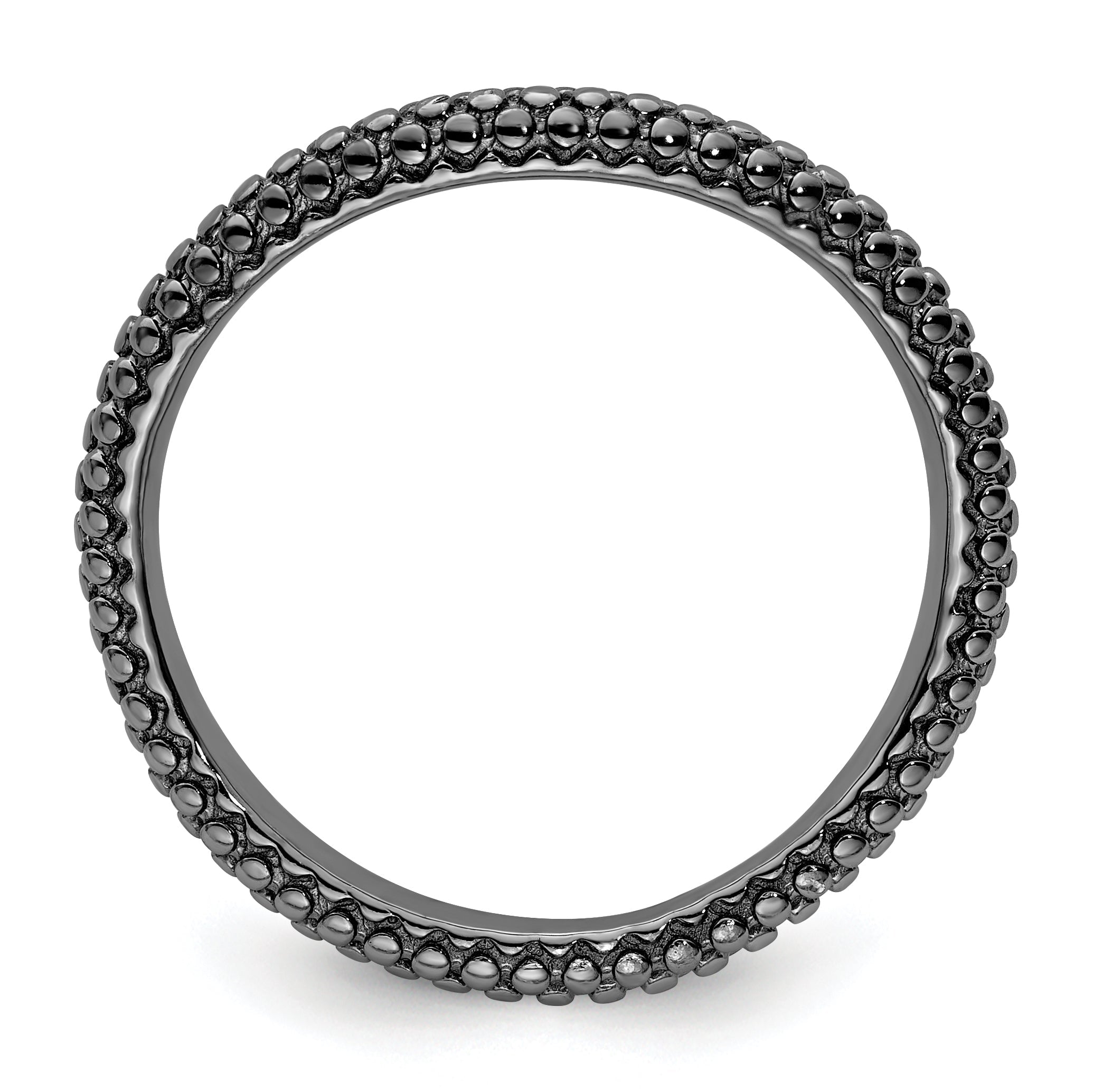 Sterlingsilber Stapelbar Expressions Poliert Schwarz Beschichtet Welle Ring