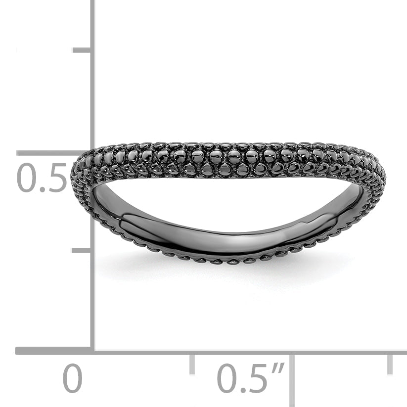 Sterlingsilber Stapelbar Expressions Poliert Schwarz Beschichtet Welle Ring
