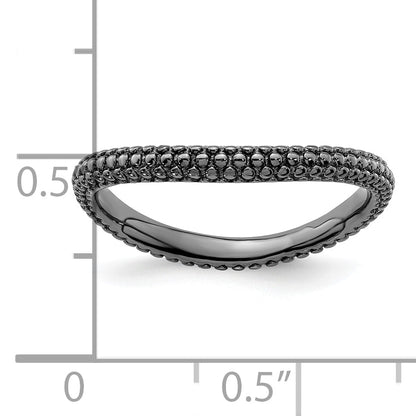Sterlingsilber Stapelbar Expressions Poliert Schwarz Beschichtet Welle Ring