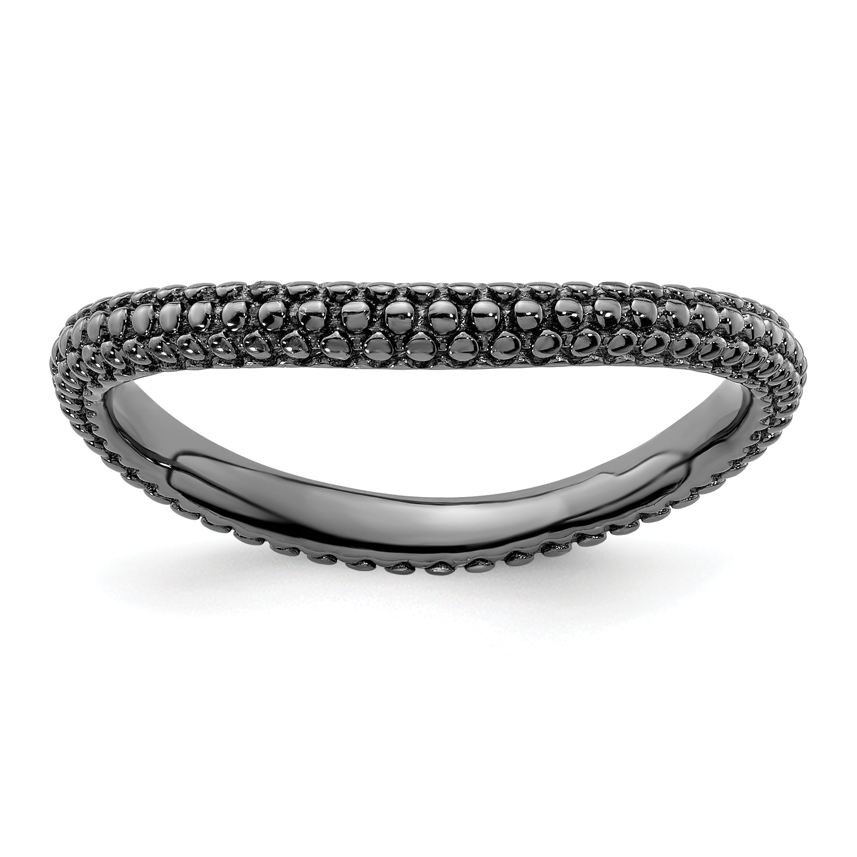 Sterlingsilber Stapelbar Expressions Poliert Schwarz Beschichtet Welle Ring