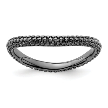 Sterlingsilber Stapelbar Expressions Poliert Schwarz Beschichtet Welle Ring
