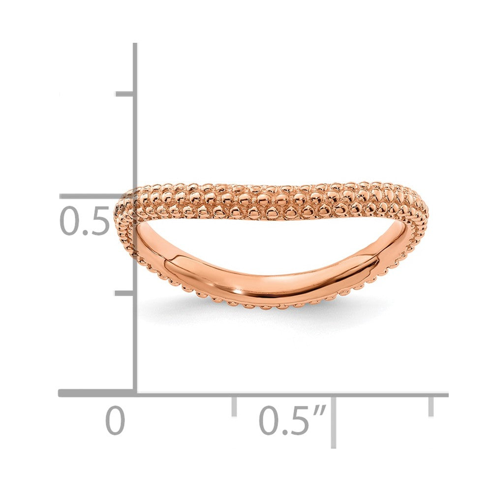 Sterlingsilber Stapelbar Expressions Poliert Rosa Beschichtet Welle Ring