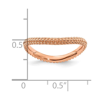 Sterlingsilber Stapelbar Expressions Poliert Rosa Beschichtet Welle Ring
