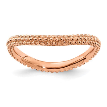 Sterlingsilber Stapelbar Expressions Poliert Rosa Beschichtet Welle Ring