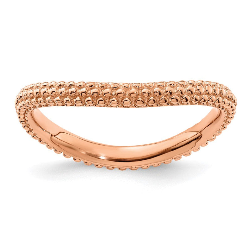 Sterlingsilber Stapelbar Expressions Poliert Rosa Beschichtet Welle Ring