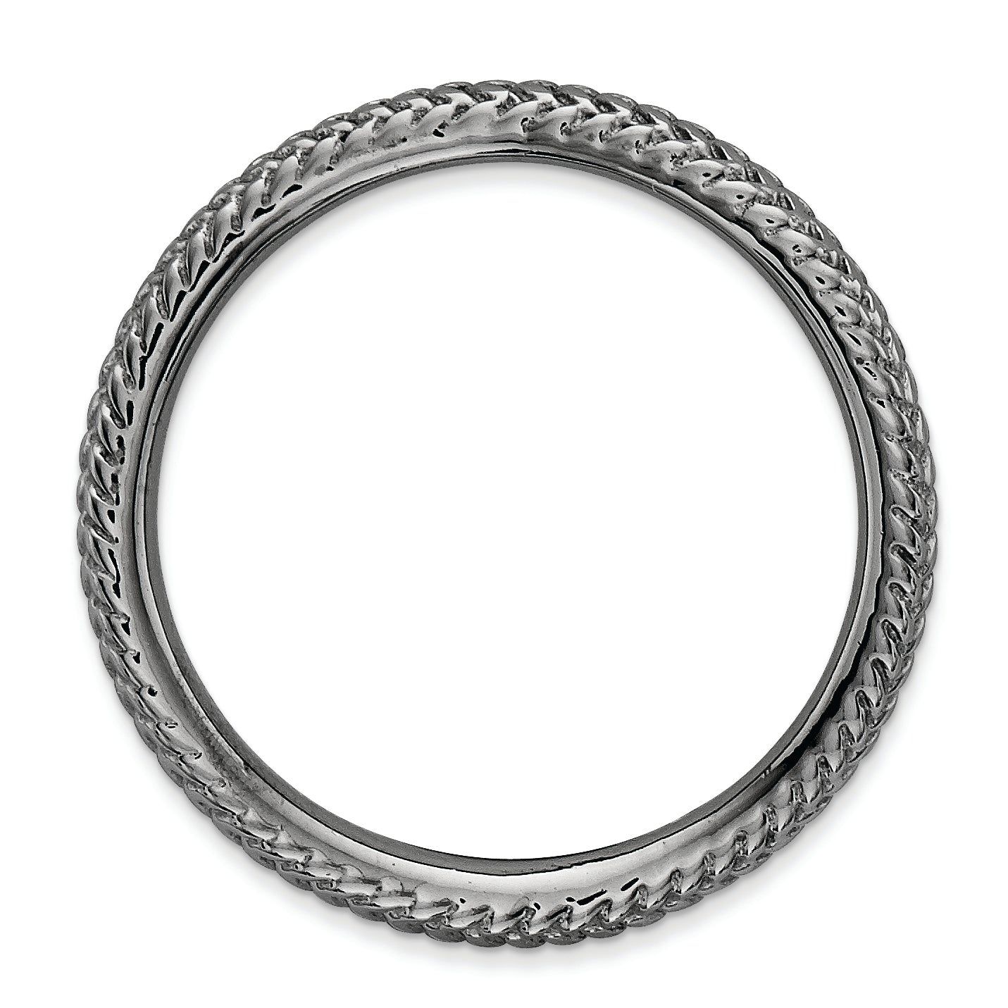 Sterlingsilber Stapelbar Expressions Poliert Schwarz Platte Welle Ring