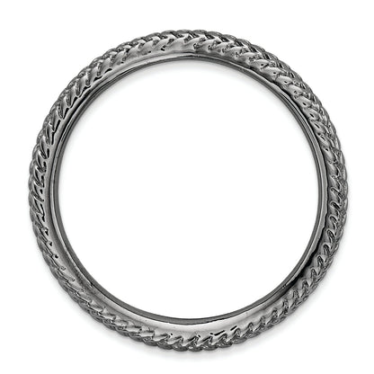 Sterlingsilber Stapelbar Expressions Poliert Schwarz Platte Welle Ring