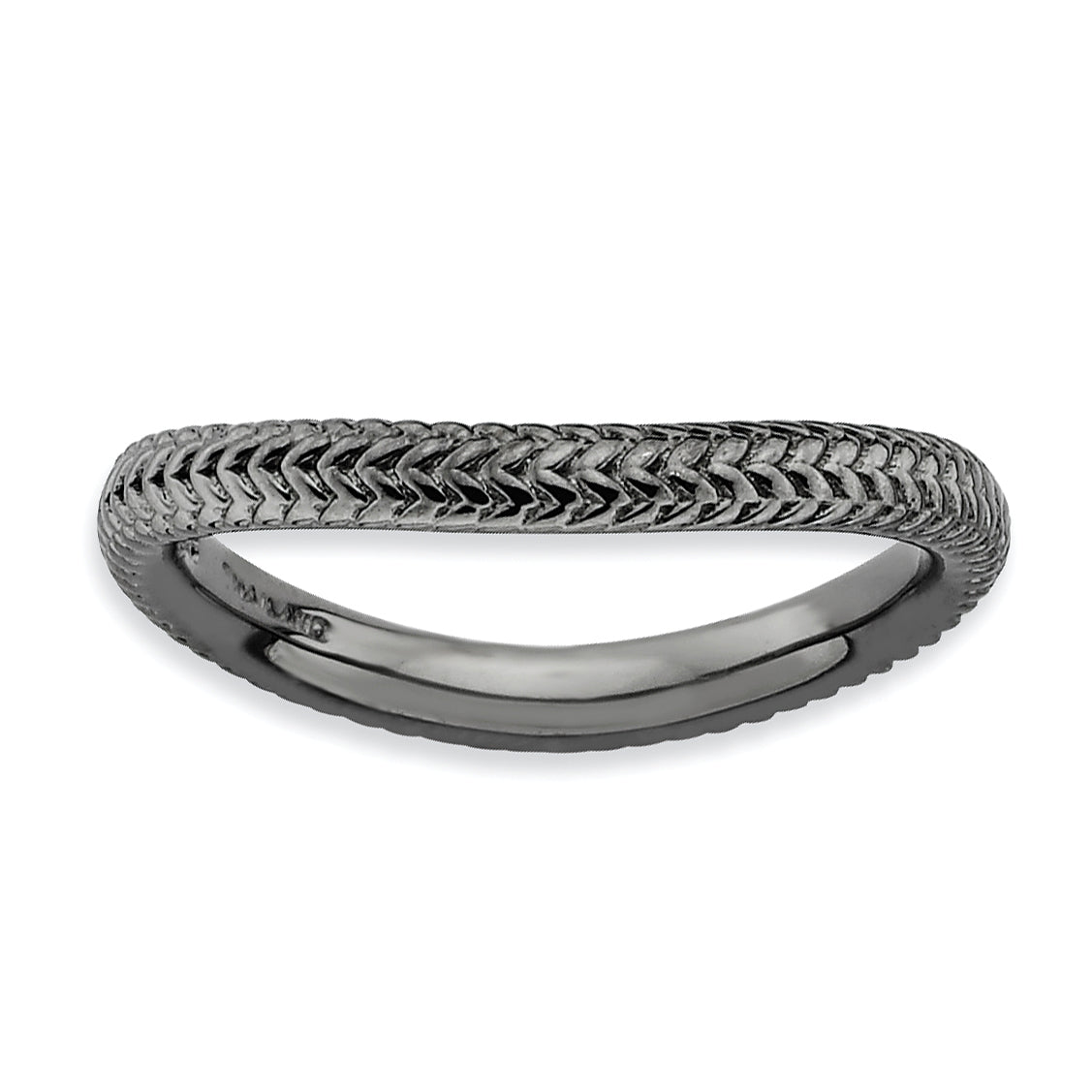 Sterlingsilber Stapelbar Expressions Poliert Schwarz Platte Welle Ring
