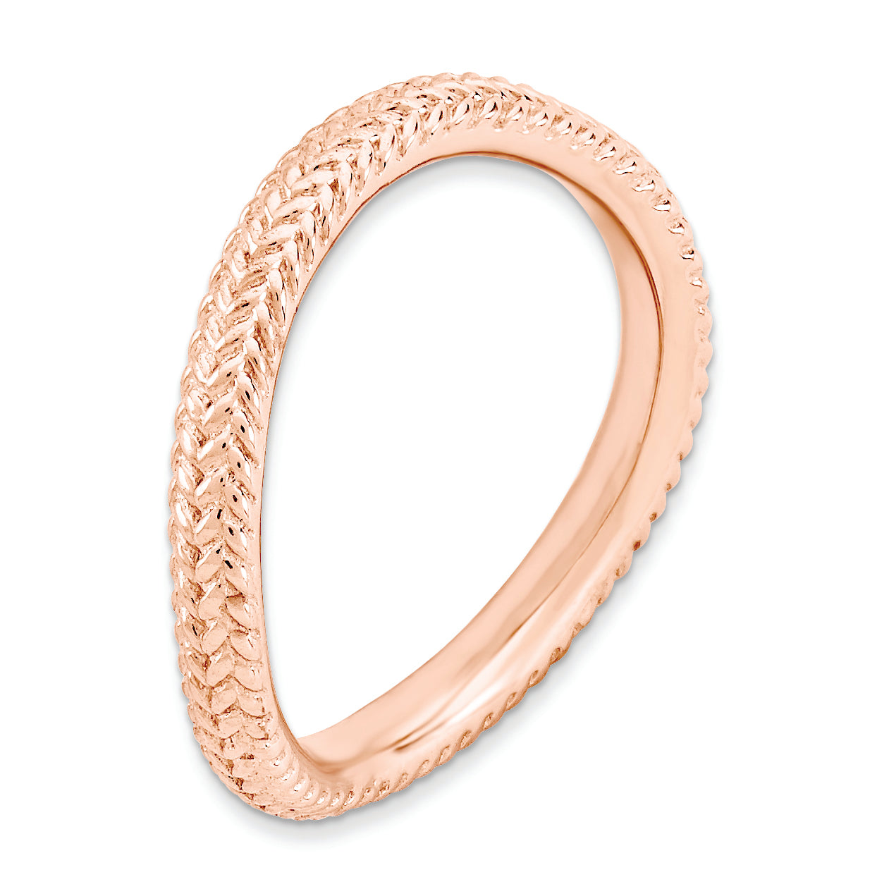 Sterlingsilber Stapelbar Expressions Poliert Rosa Platte Welle Ring