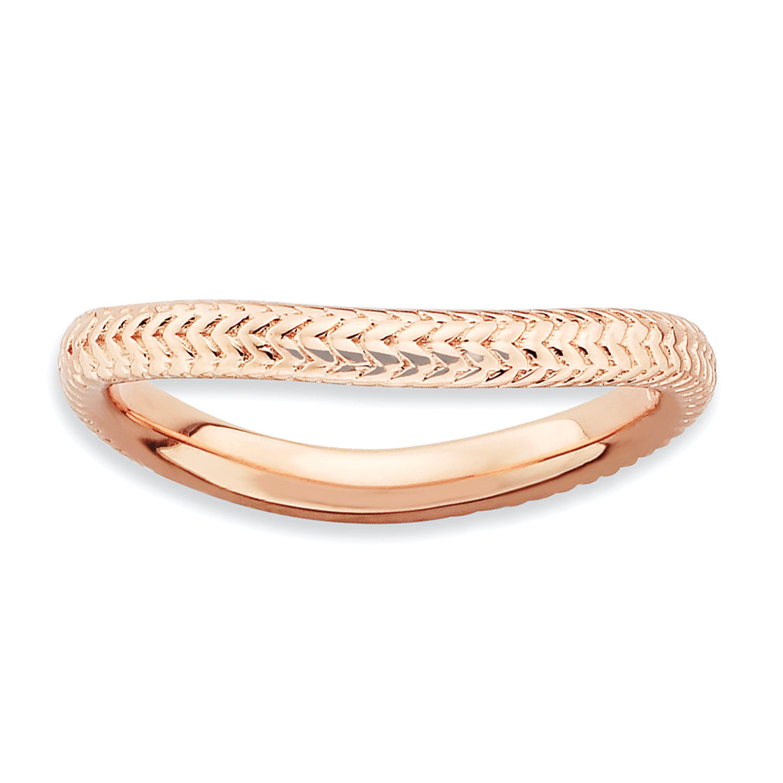 Sterlingsilber Stapelbar Expressions Poliert Rosa Platte Welle Ring