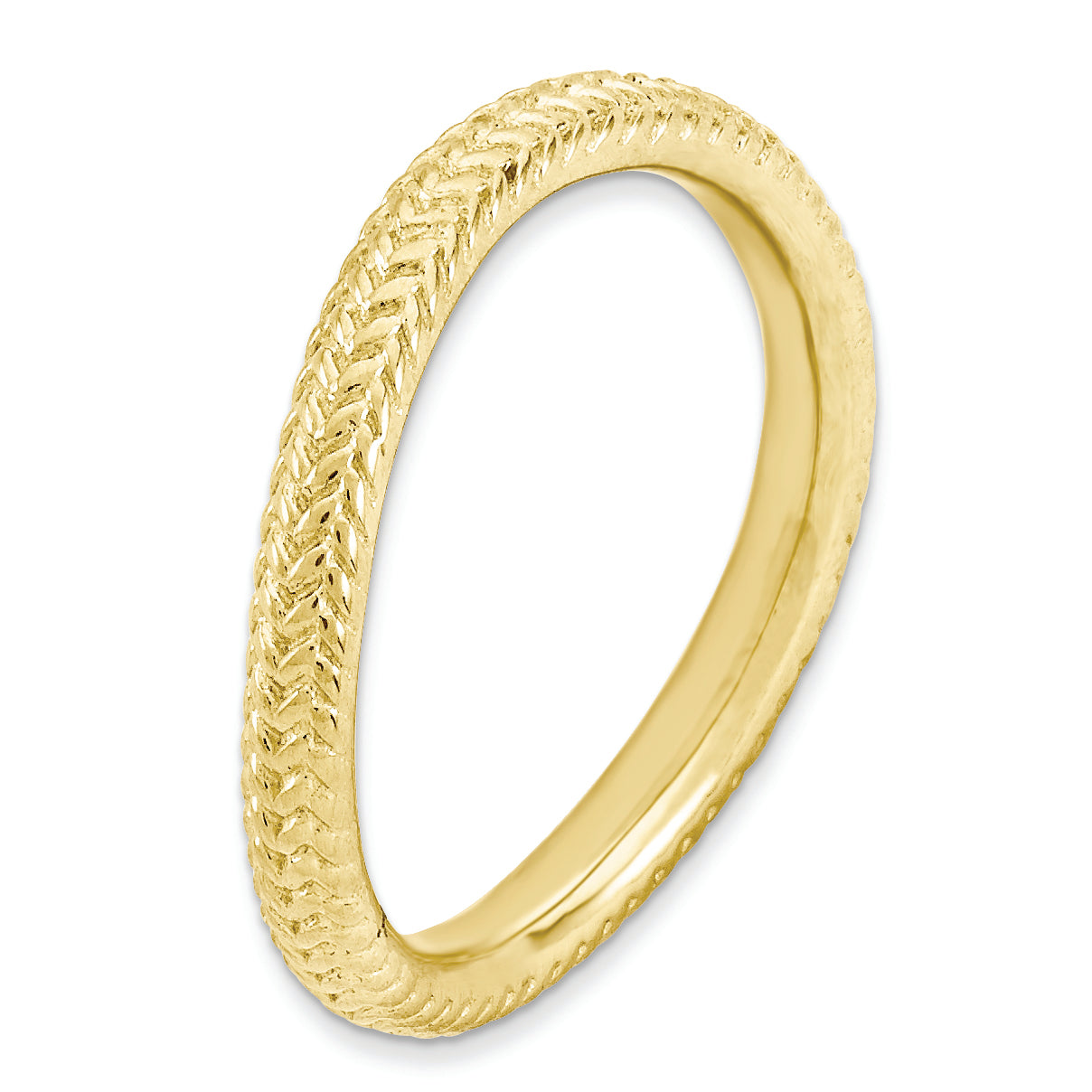 Sterlingsilber Stapelbar Expressions Poliert Gold Platte Welle Ring