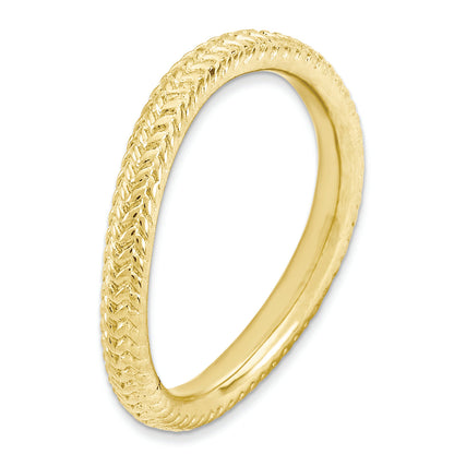 Sterlingsilber Stapelbar Expressions Poliert Gold Platte Welle Ring