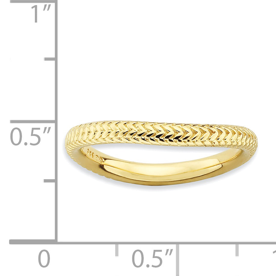 Sterlingsilber Stapelbar Expressions Poliert Gold Platte Welle Ring