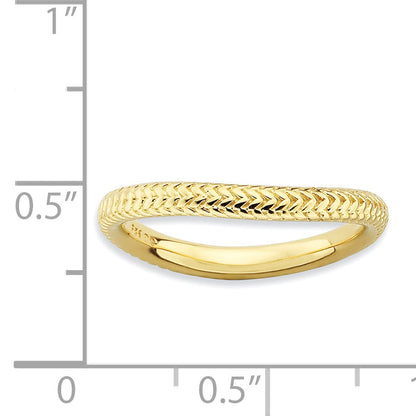 Sterlingsilber Stapelbar Expressions Poliert Gold Platte Welle Ring