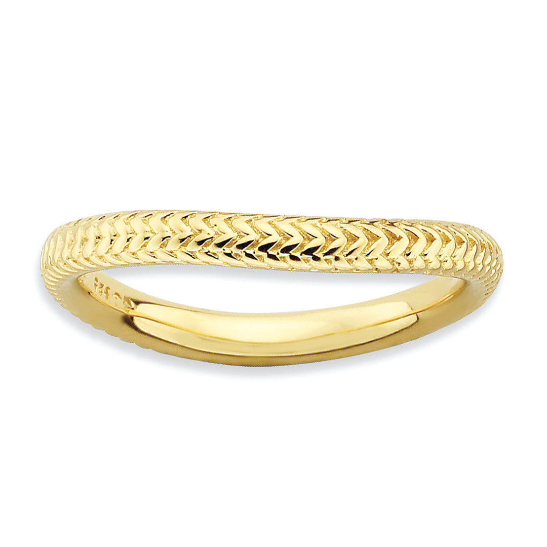 Sterlingsilber Stapelbar Expressions Poliert Gold Platte Welle Ring