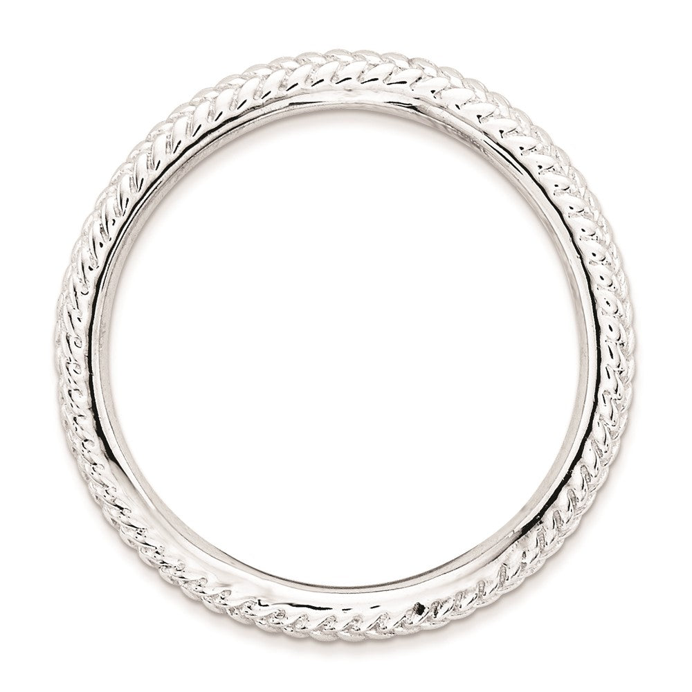 Sterlingsilber Stapelbar Expressions Poliert Rhodium Platte Welle Ring