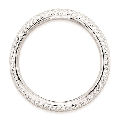 Sterlingsilber Stapelbar Expressions Poliert Rhodium Platte Welle Ring