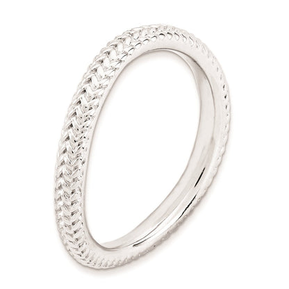 Sterlingsilber Stapelbar Expressions Poliert Rhodium Platte Welle Ring