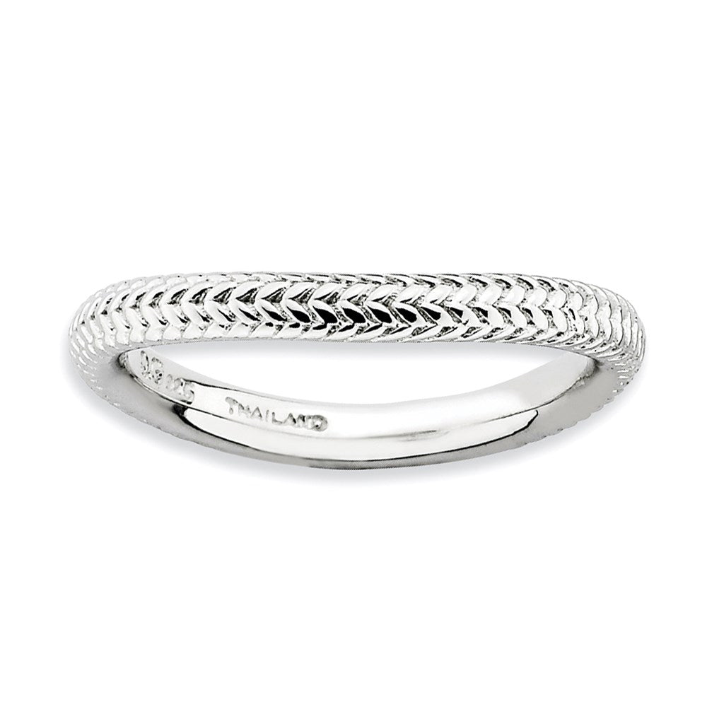 Sterlingsilber Stapelbar Expressions Poliert Rhodium Platte Welle Ring