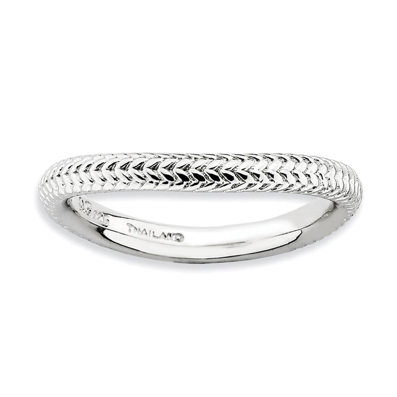 Sterlingsilber Stapelbar Expressions Poliert Rhodium Platte Welle Ring