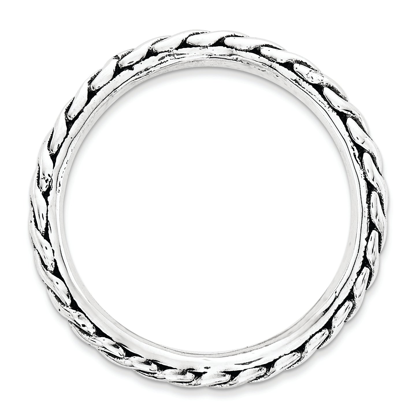 Sterlingsilber Stapelbar Expressions Poliert Rhodium Platte Welle Ring