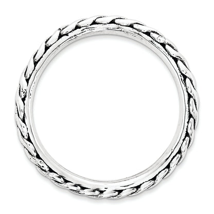 Sterlingsilber Stapelbar Expressions Poliert Rhodium Platte Welle Ring