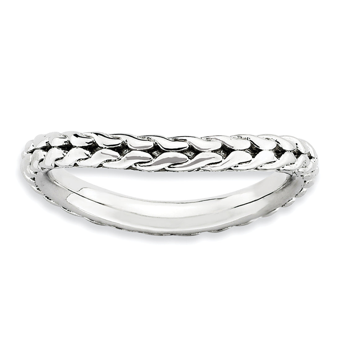Sterlingsilber Stapelbar Expressions Poliert Rhodium Platte Welle Ring
