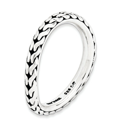 Sterlingsilber Stapelbar Expressions Antikisiert Welle Ring