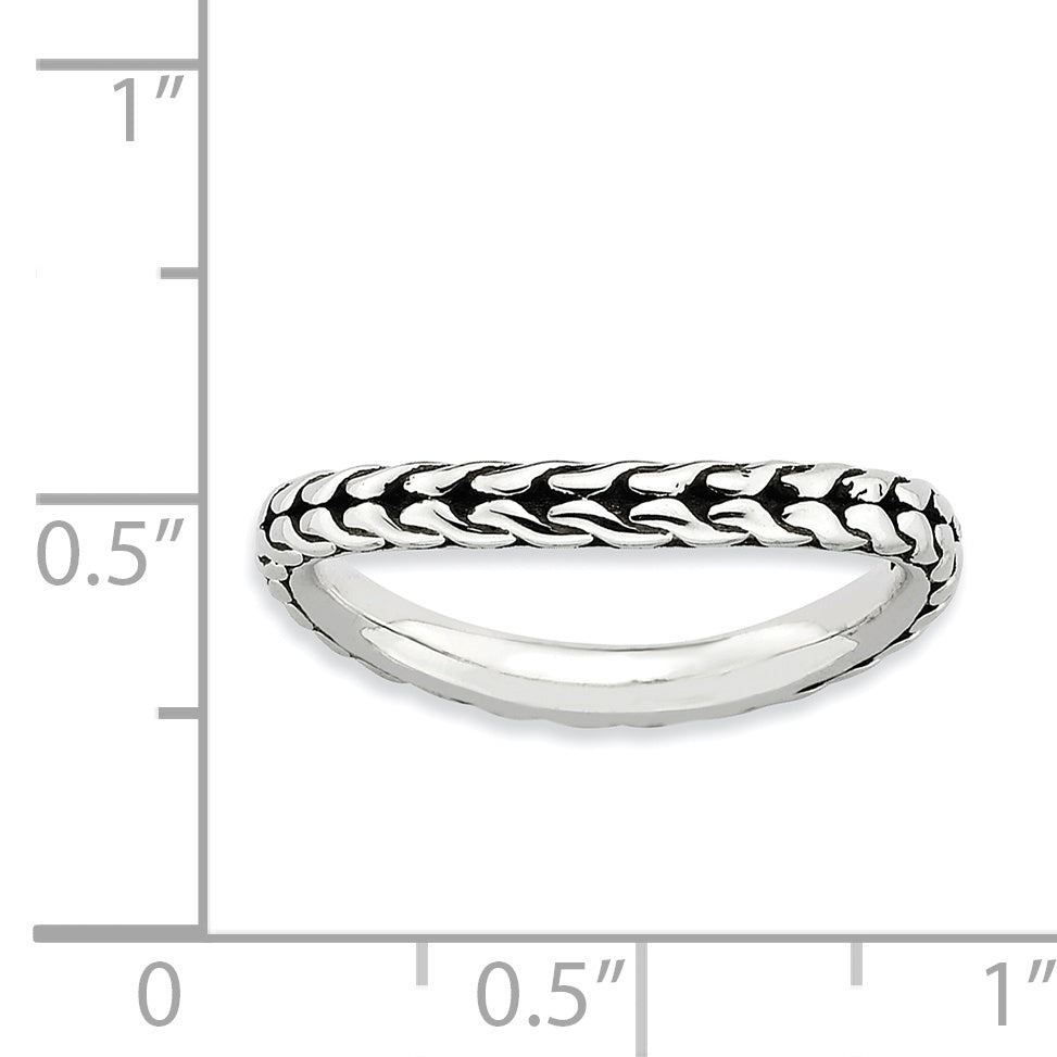 Sterlingsilber Stapelbar Expressions Antikisiert Welle Ring