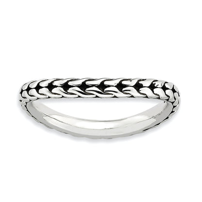 Sterlingsilber Stapelbar Expressions Antikisiert Welle Ring