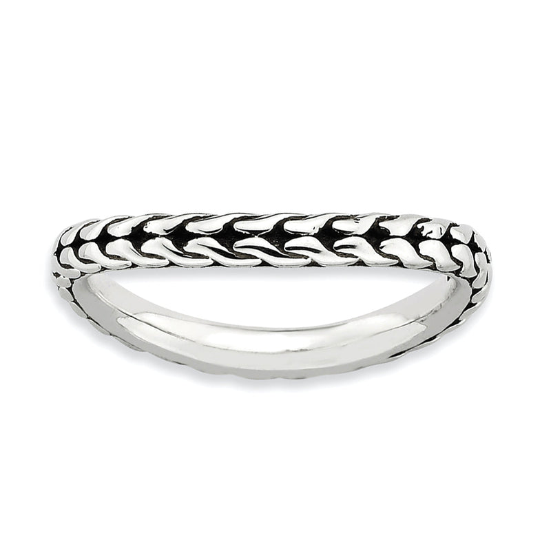 Sterlingsilber Stapelbar Expressions Antikisiert Welle Ring