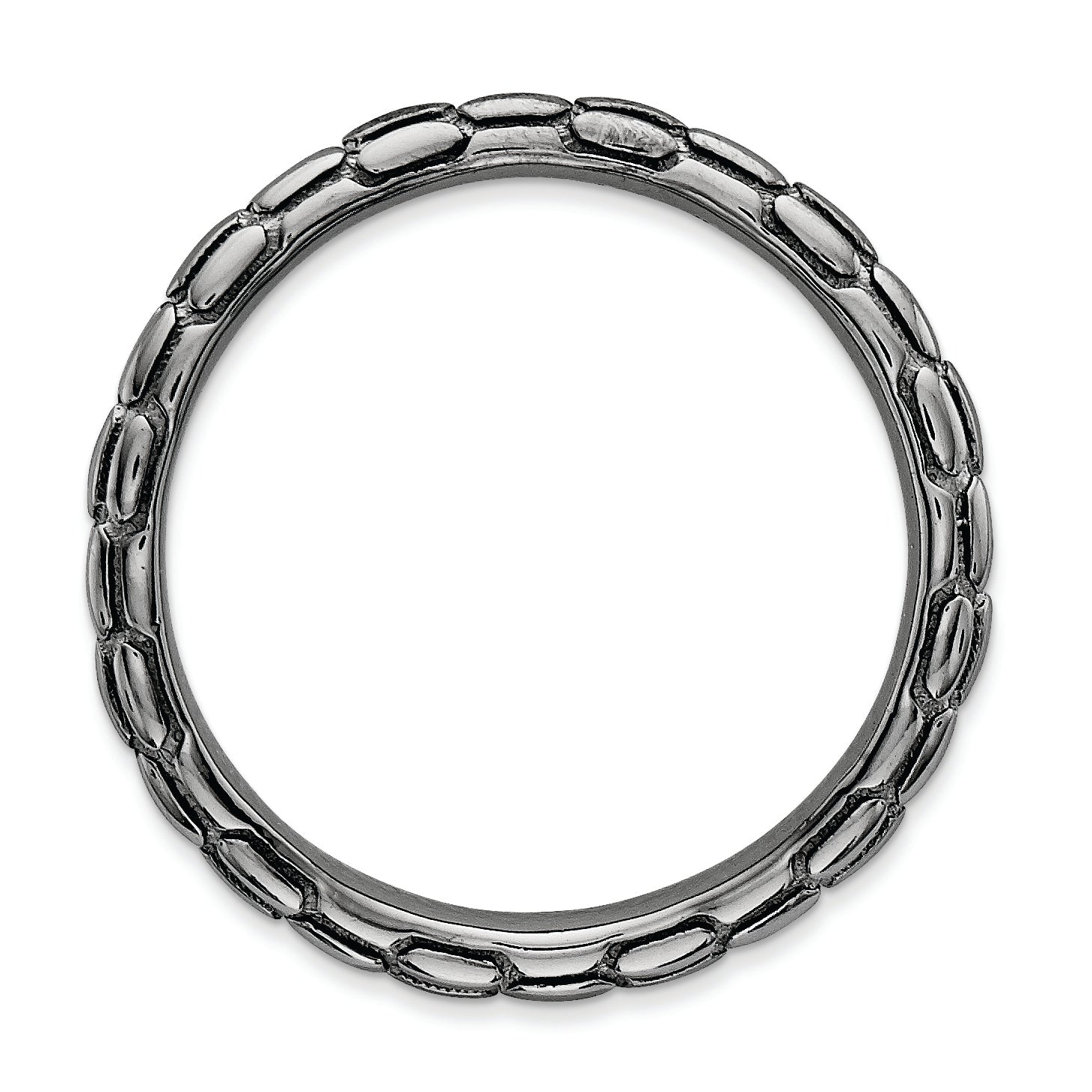 Sterlingsilber Stapelbar Expressions Poliert Schwarz Platte Welle Ring