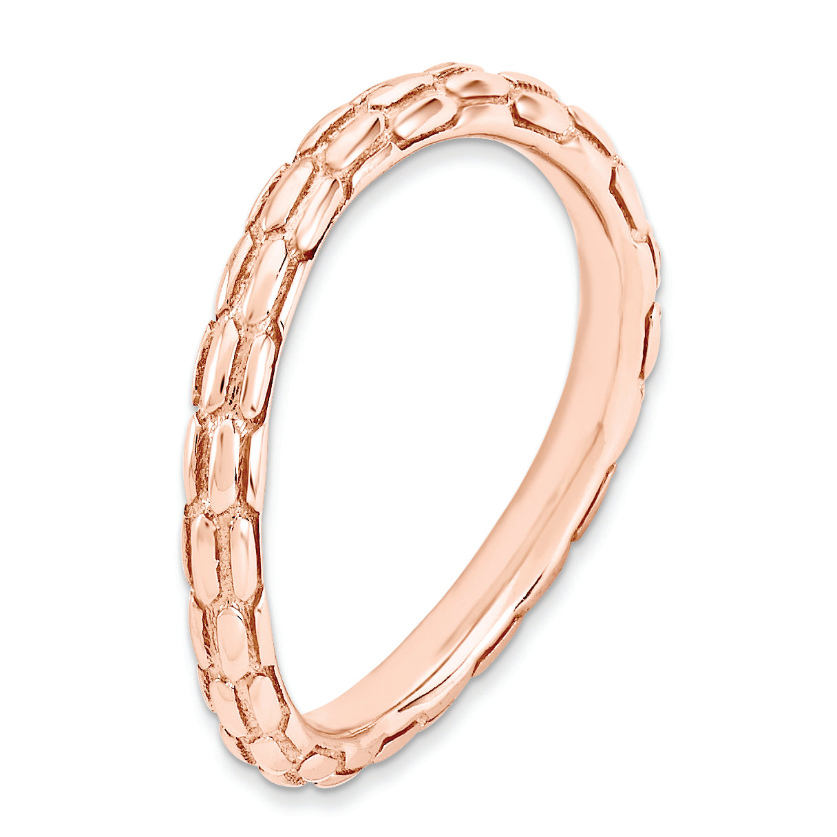 Sterlingsilber Stapelbar Expressions Poliert Rosa Platte Welle Ring