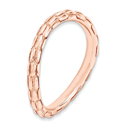Sterlingsilber Stapelbar Expressions Poliert Rosa Platte Welle Ring
