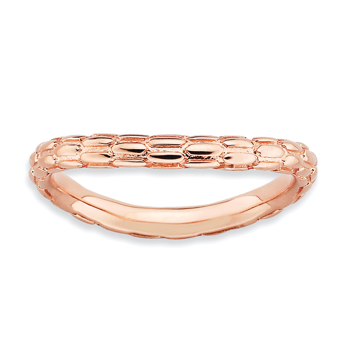 Sterlingsilber Stapelbar Expressions Poliert Rosa Platte Welle Ring