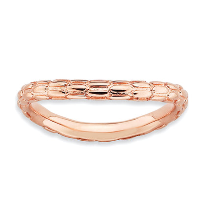 Sterlingsilber Stapelbar Expressions Poliert Rosa Platte Welle Ring